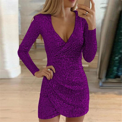 "Elegant V-Neck Sequin Mini Dress – Sexy Tight Fit Party Dress, Glamour for Women" Country in My Heart