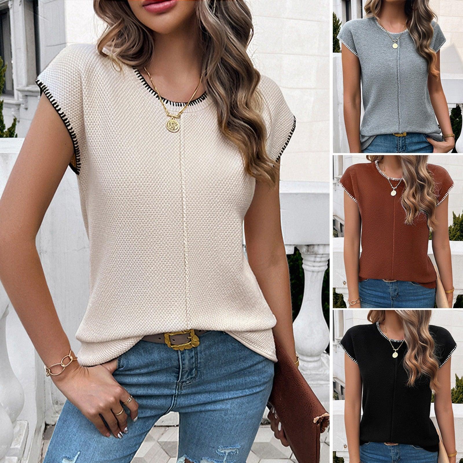 Chic Breeze Short Sleeved Sweater – Lightweight Summer Top for Trendy Women Country in My Heart
