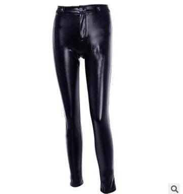 "RockRider High-Waist Leather Pants – Sexy Shiny Black Simulated Leather, Edgy Rock & Roll Style" Country in My Heart