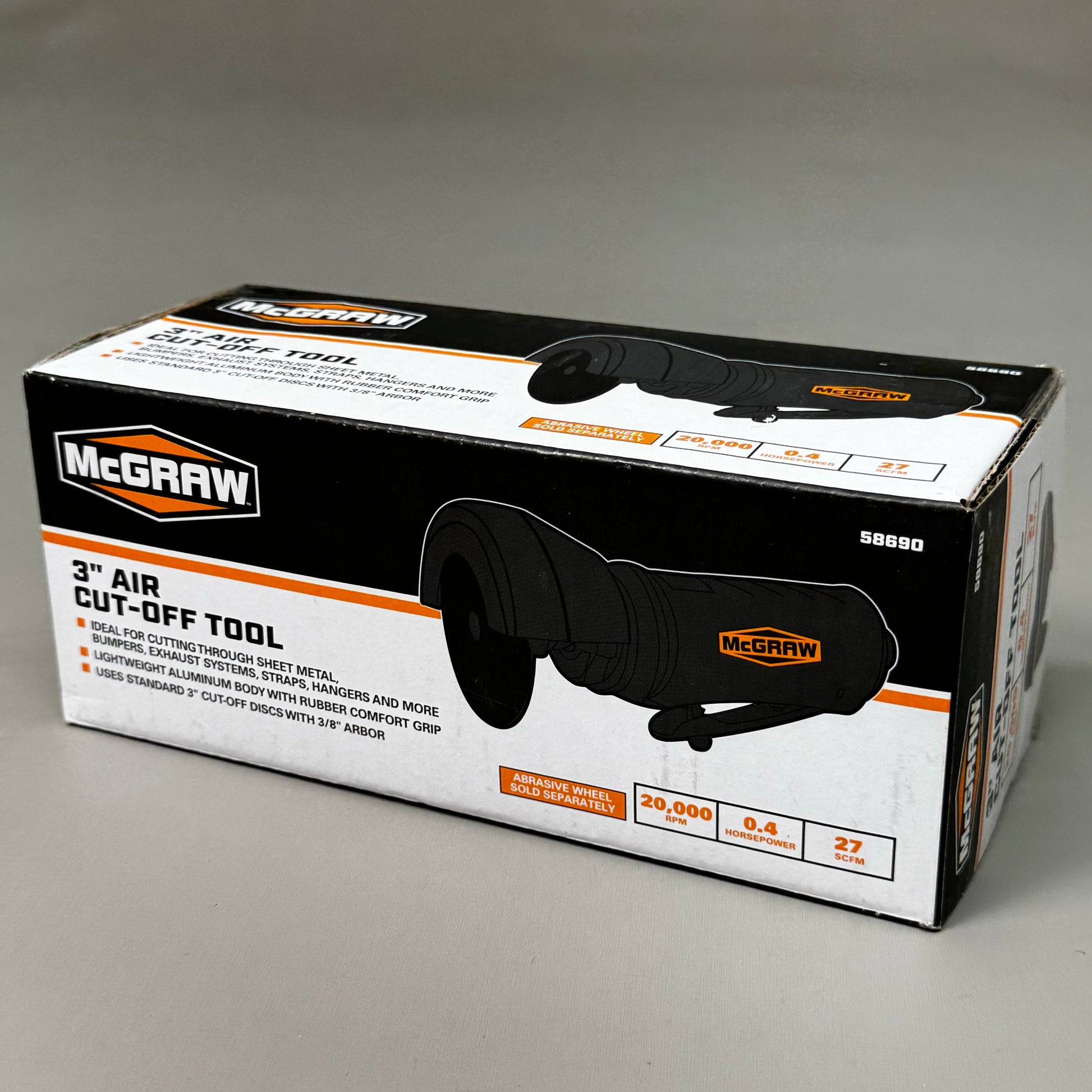 MCGRAW 3" Air Cut-Off Tool 8" x 3 1/2" Black 58690 PayWut
