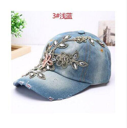 Cowgirl's Diamond Embroidery Flower Baseball Cap Country in My Heart
