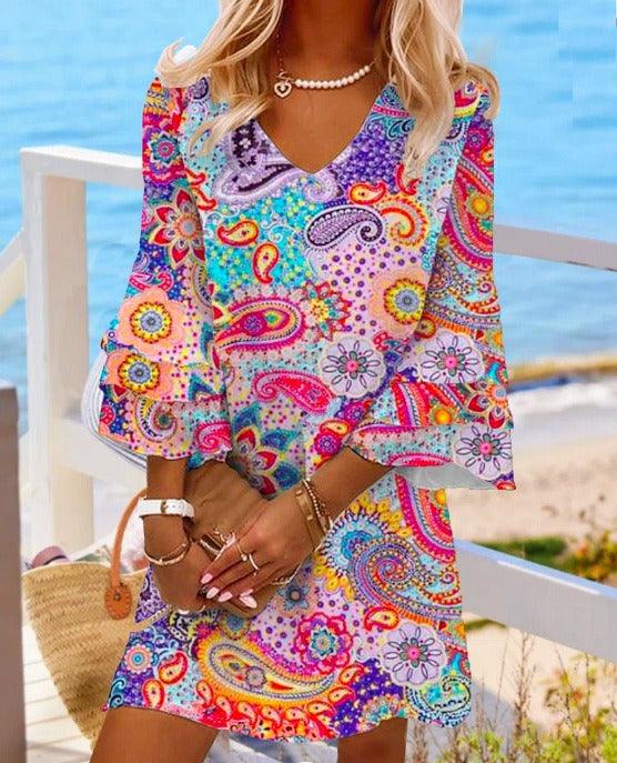 Classic V-Neck Beach Dress Country in My Heart
