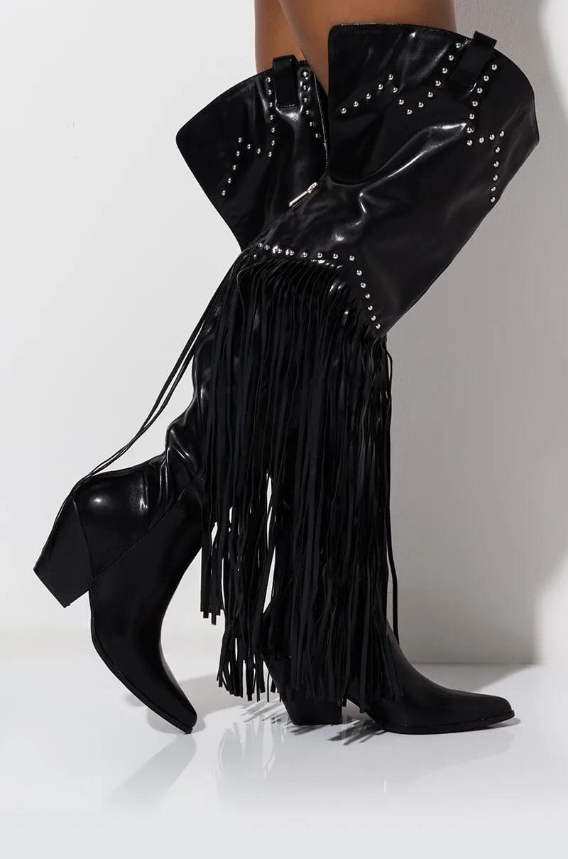 Vintage Fringe Over-the-Knee Boots Country in My Heart