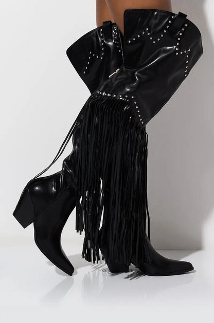 Vintage Fringe Over-the-Knee Boots Country in My Heart