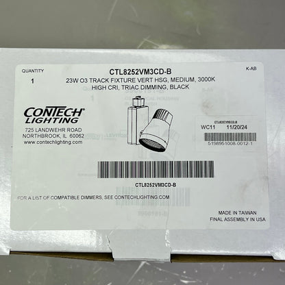 CONTECH LIGHTING Leviton Track Fixture Vert HSG 3000K CRI Black CTL8252VM3CD-B PayWut