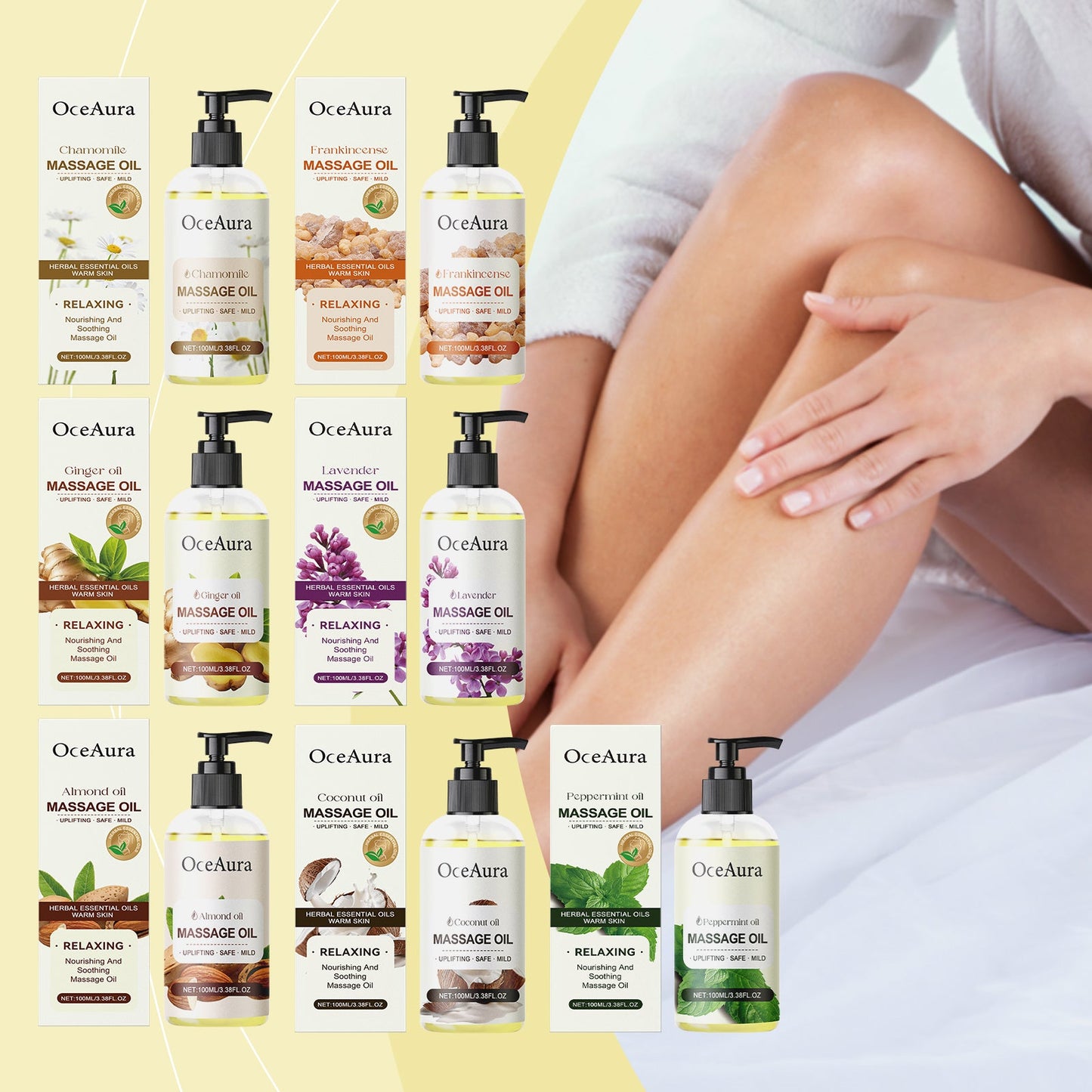 Plant Body Essential Oil (Peppermint Oil), Hydrating And Moisturizing Body Moisturizing Massage Essential Oil For Long-Lasting Moisturizing