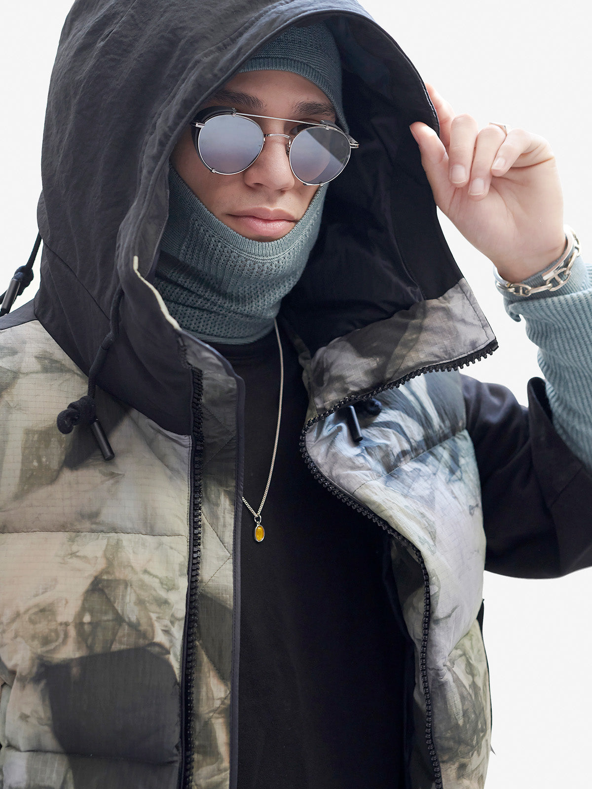 Hooded Down Vest - Rekall Tie Holden Outerwear