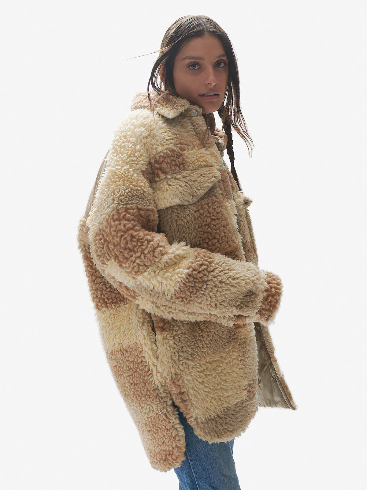 Padded Wool Sherpa Shirt Jacket - Natural Mix Holden Outerwear