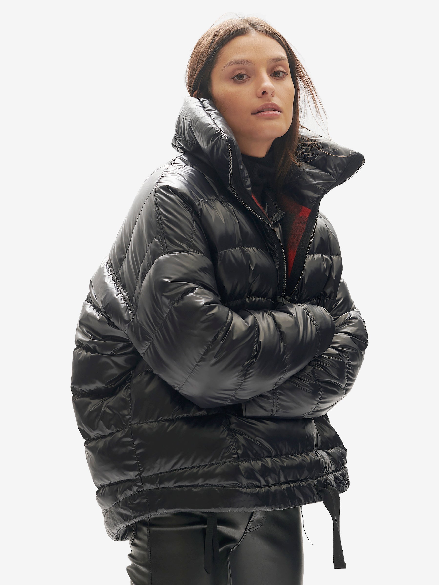 Reversible Wool Half Zip Puffer - Black Plaid Holden Outerwear