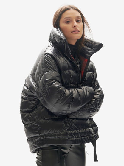 Reversible Wool Half Zip Puffer - Black Plaid Holden Outerwear
