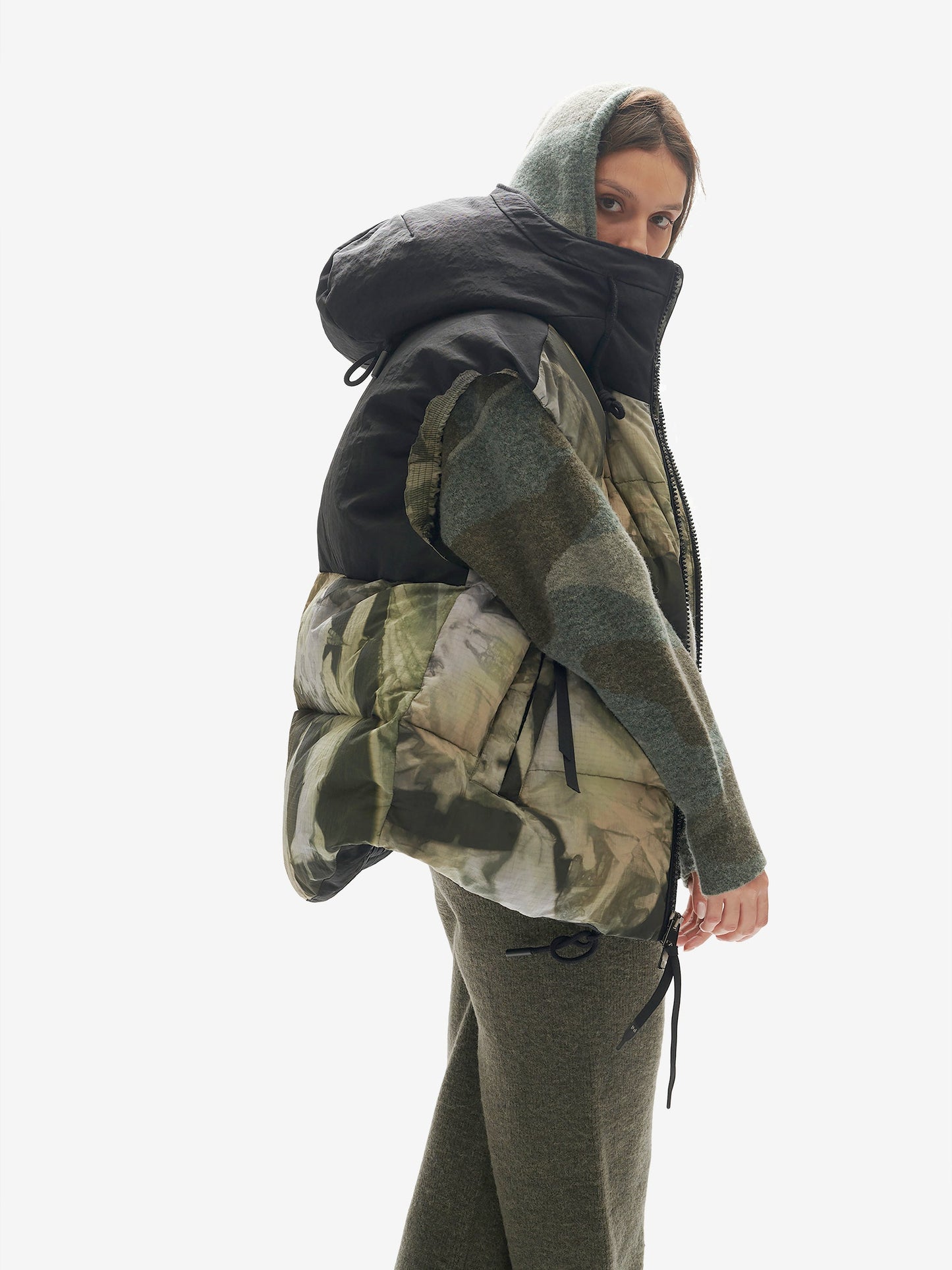 Hooded Down Vest - Rekall Tie Holden Outerwear