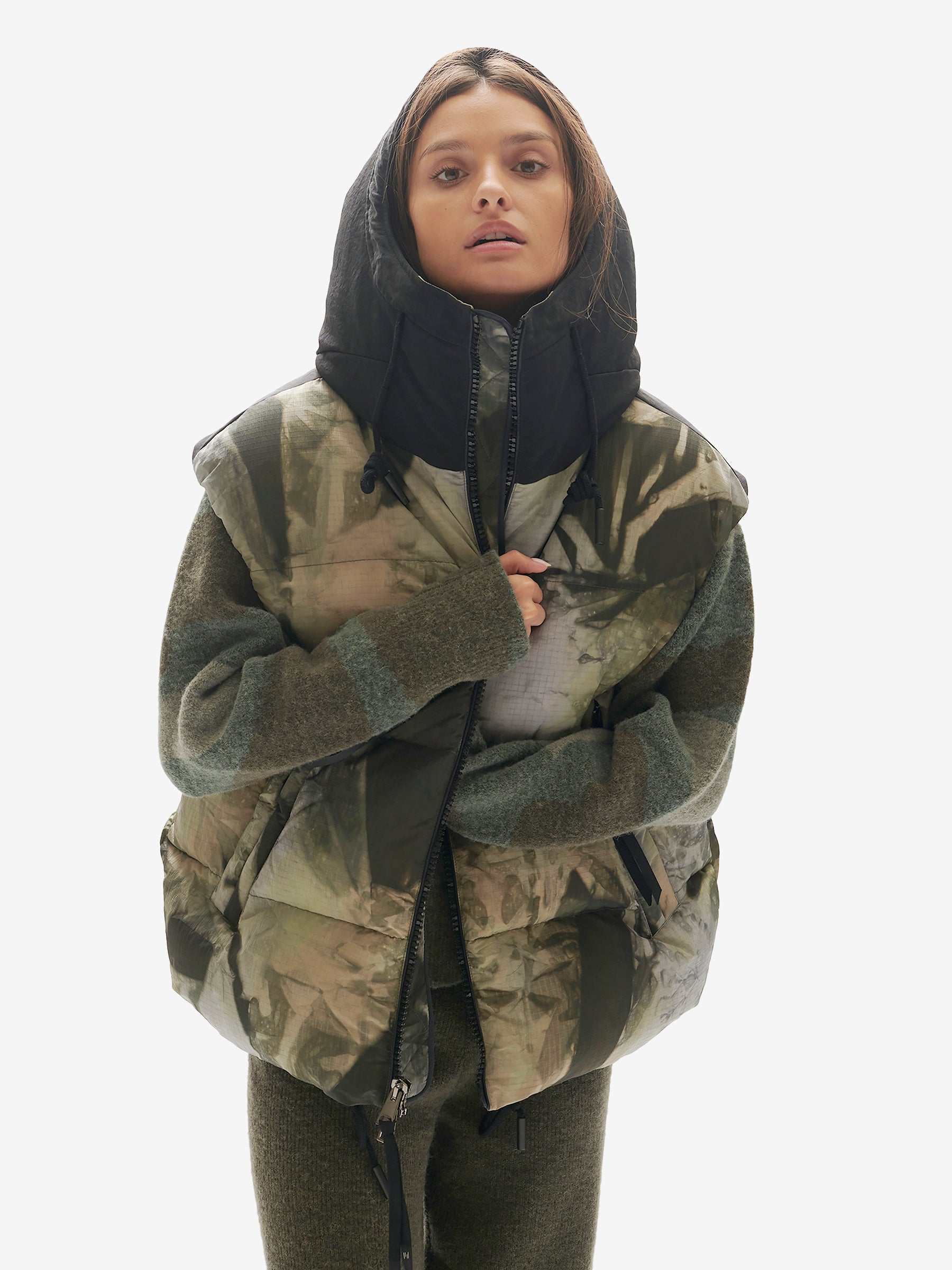 Hooded Down Vest - Rekall Tie Holden Outerwear