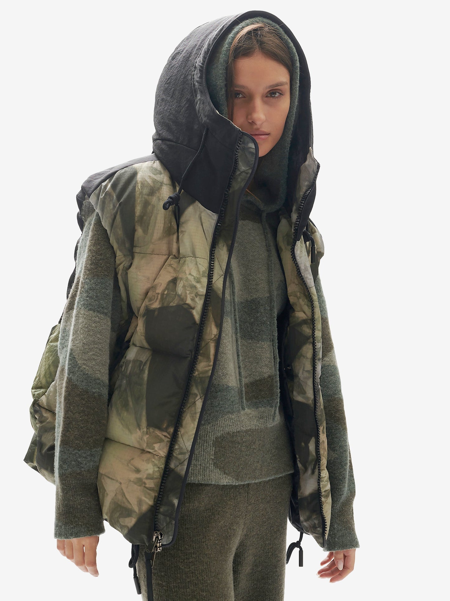Hooded Down Vest - Rekall Tie Holden Outerwear