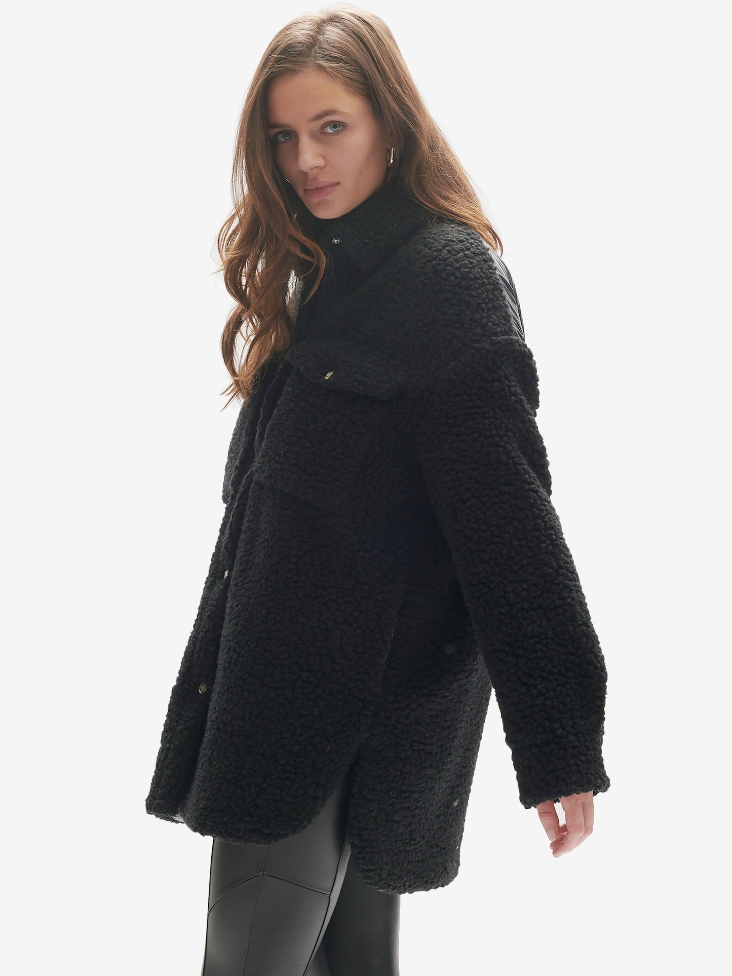 Padded Wool Sherpa Shirt Jacket - Black Holden Outerwear