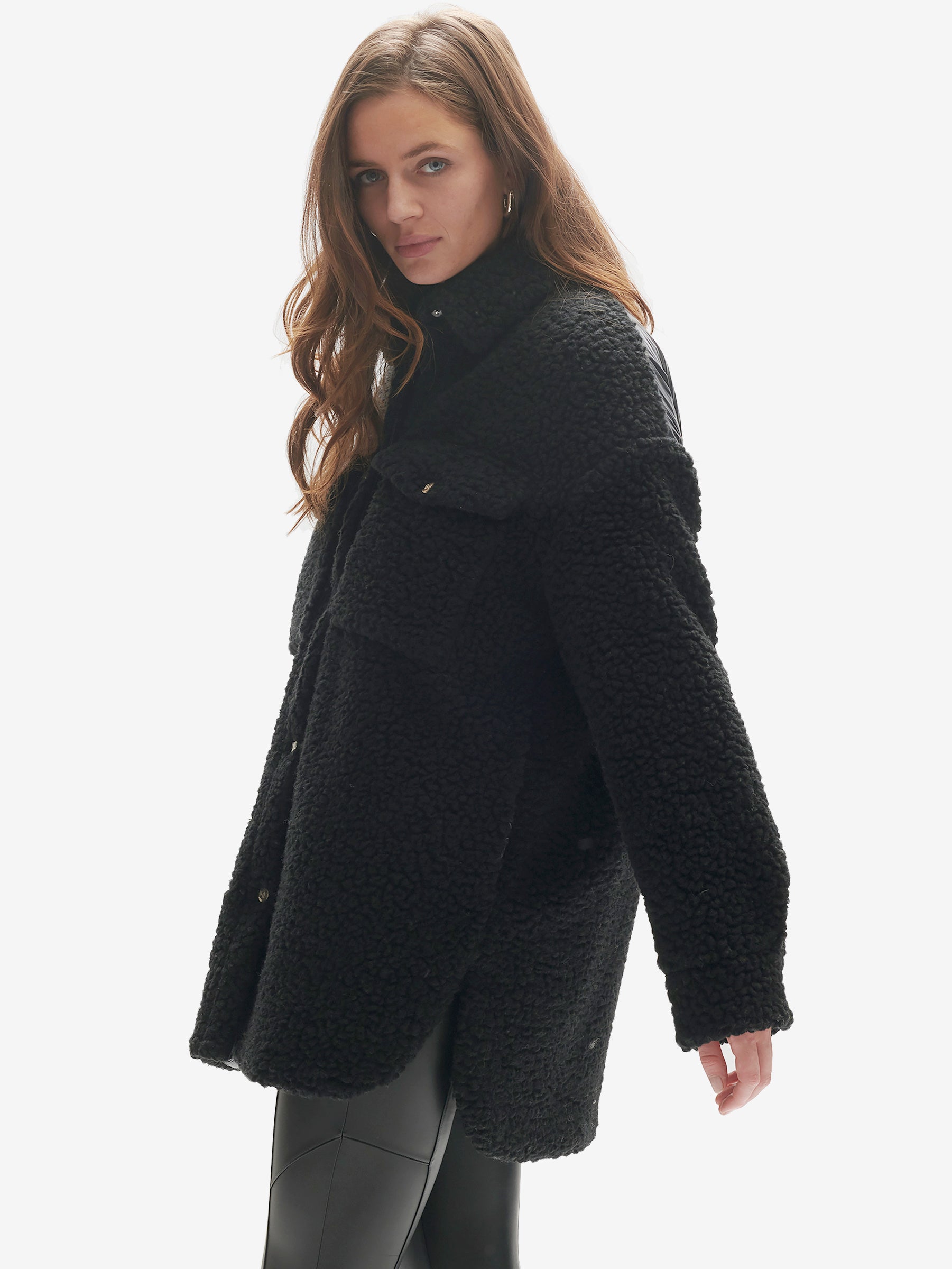 Padded Wool Sherpa Shirt Jacket - Black Holden Outerwear