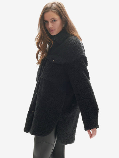 Padded Wool Sherpa Shirt Jacket - Black Holden Outerwear
