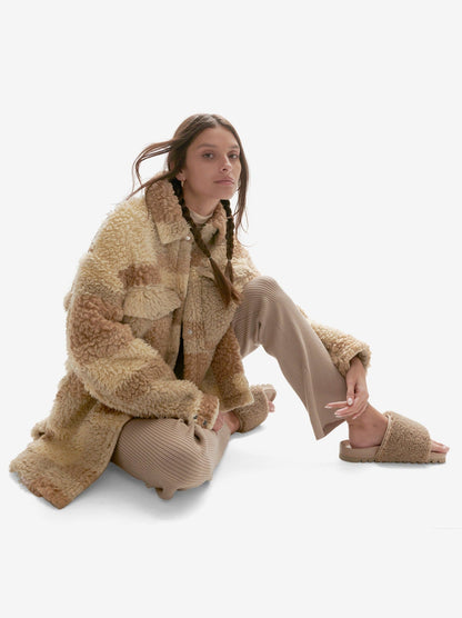 Padded Wool Sherpa Shirt Jacket - Natural Mix Holden Outerwear