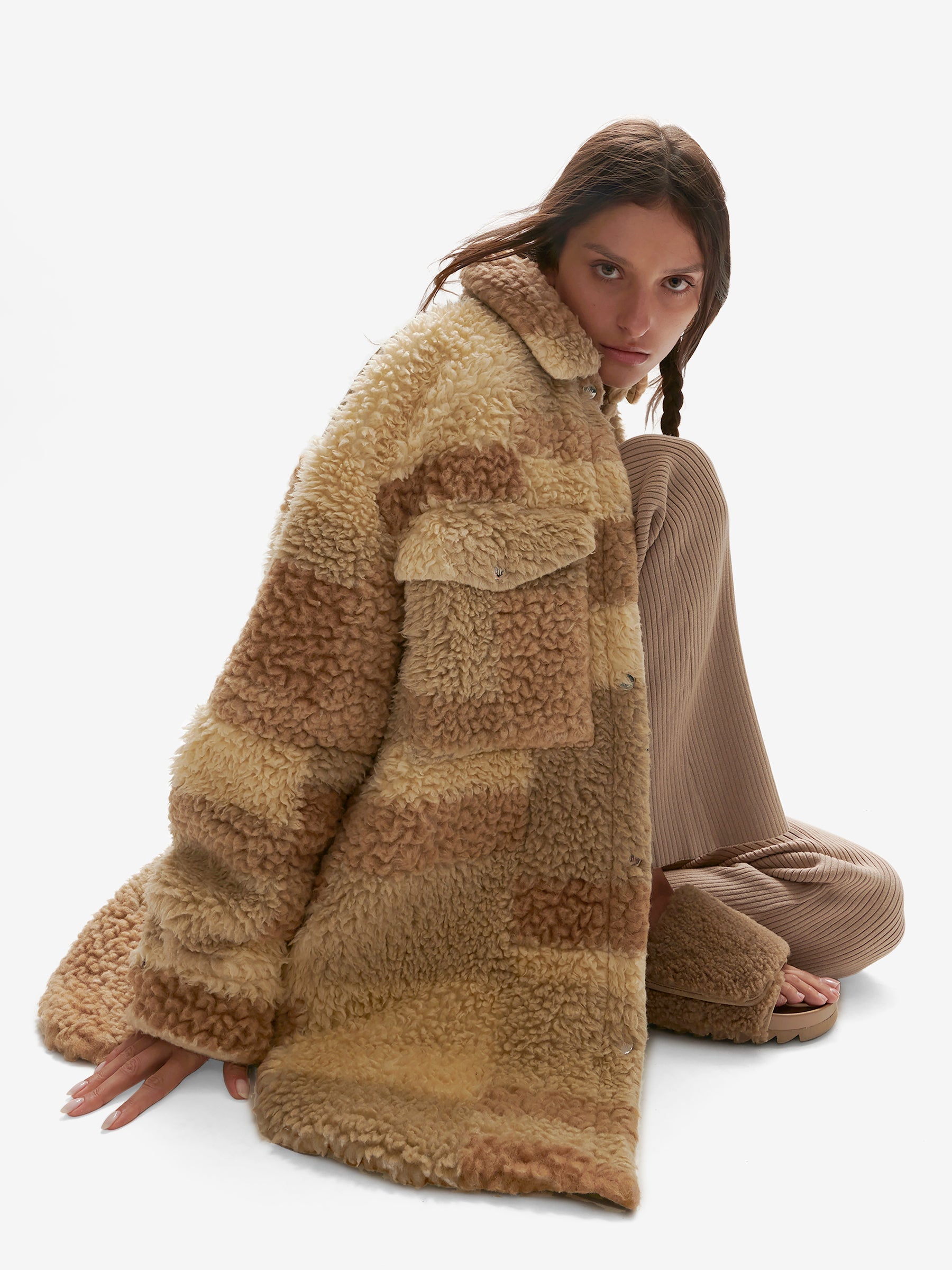 Padded Wool Sherpa Shirt Jacket - Natural Mix Holden Outerwear