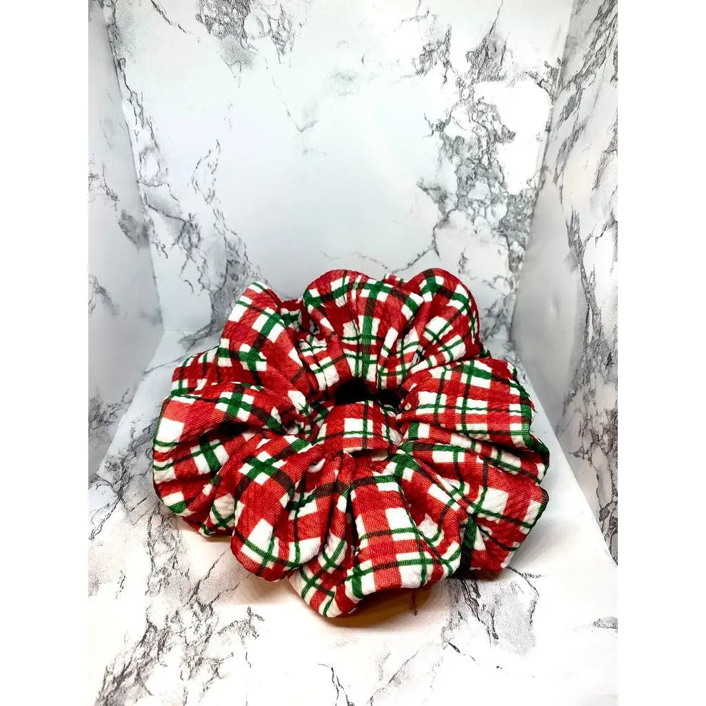 Red Plaid Christmas Bullet Scrunchie Enchanted Scrunch
