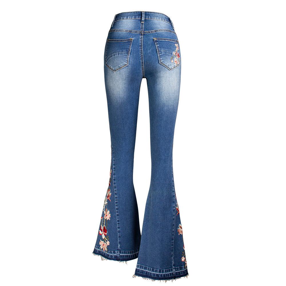 Flared Leg Embroidered Denim Jeans | Cowgirl Style with a Floral Touch Country in My Heart