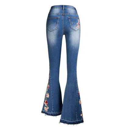 Flared Leg Embroidered Denim Jeans | Cowgirl Style with a Floral Touch Country in My Heart
