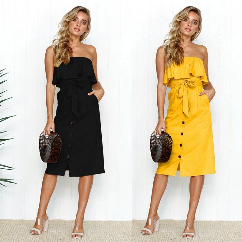 Summer Sun Strapless Button-Down Dress Country in My Heart