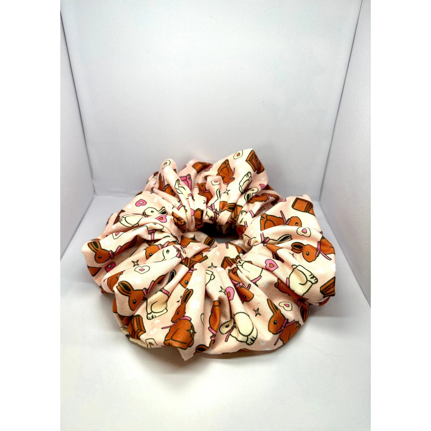 Chocolate Bunny Easter Poly Scrunchie Enchanted Scrunch