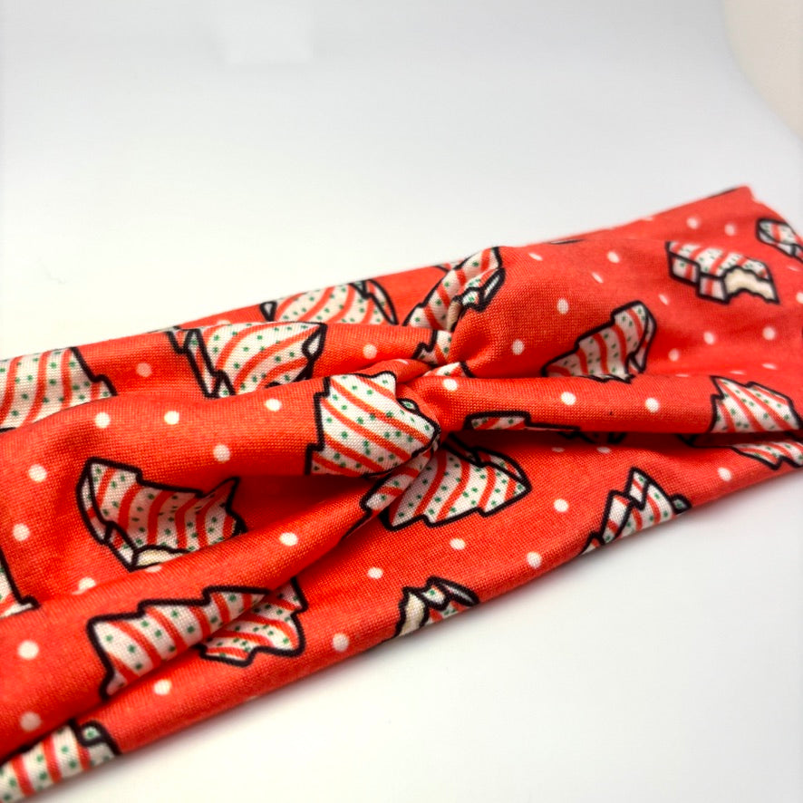 Red Tree Cakes Twist Knot Christmas Headband Enchanted Scrunch