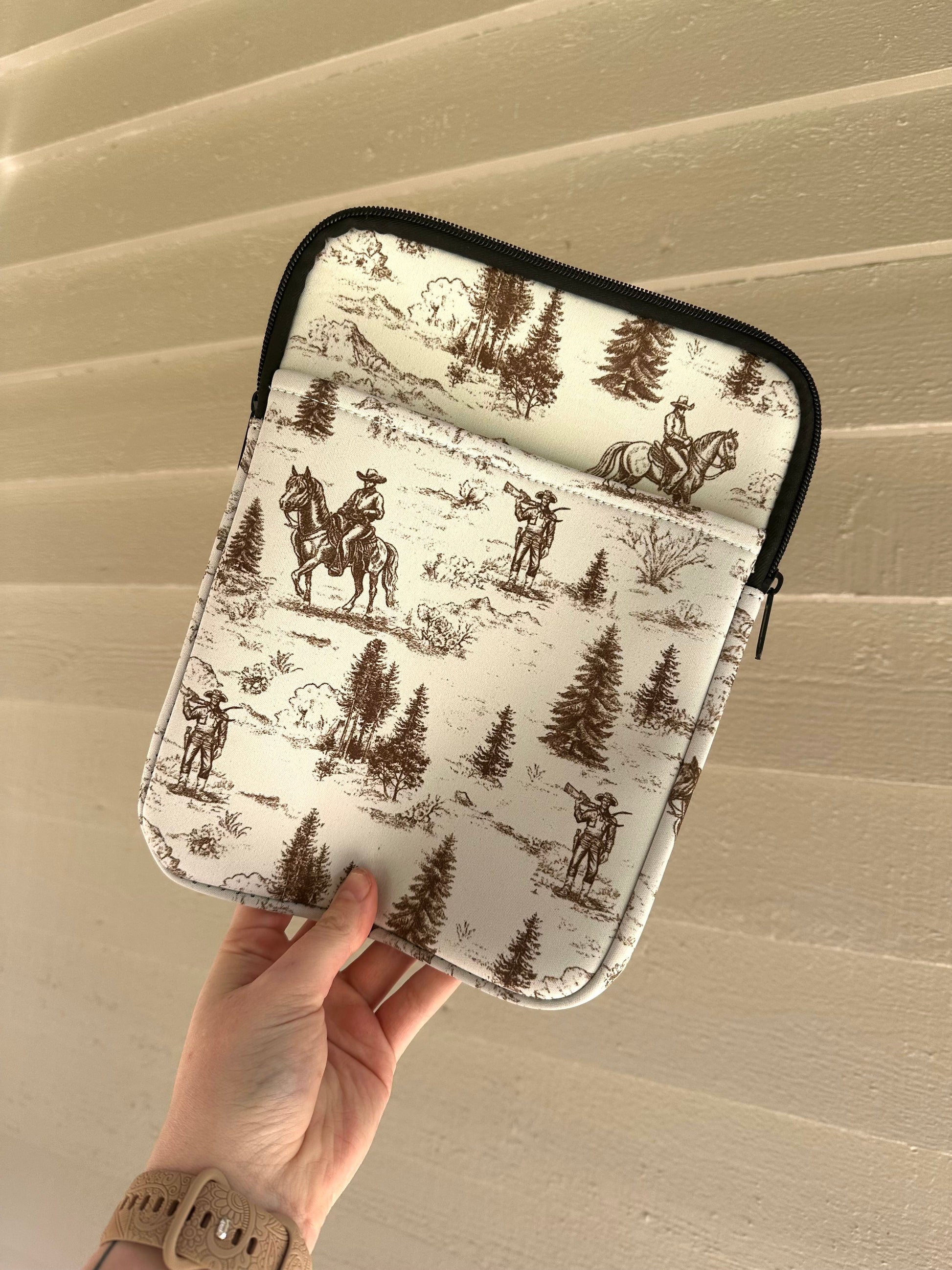 Golden Cowboy Print iPad Sleeve – Western Ranch Design Laptop or book sleeve! BashDesignsCo