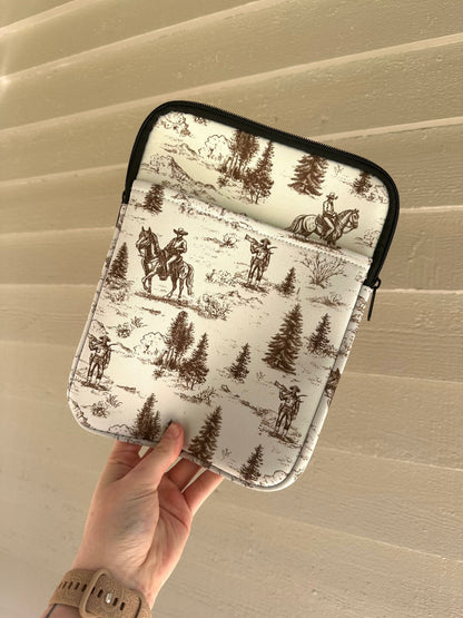 Golden Cowboy Print iPad Sleeve – Western Ranch Design Laptop or book sleeve! BashDesignsCo