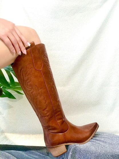 Western Chic Cowboy Boots | Stylish Chunky Heel Knee High Boots for Cowgirls Country in My Heart