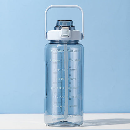 Sports water cup portable large capacity 2000ml plastic cup with straw scale men and women kettle water cup