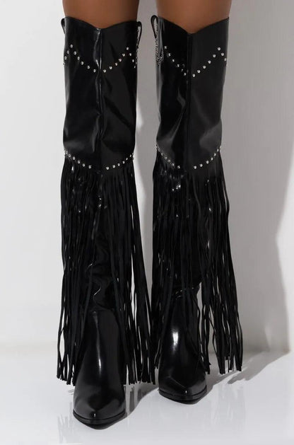 Vintage Fringe Over-the-Knee Boots Country in My Heart