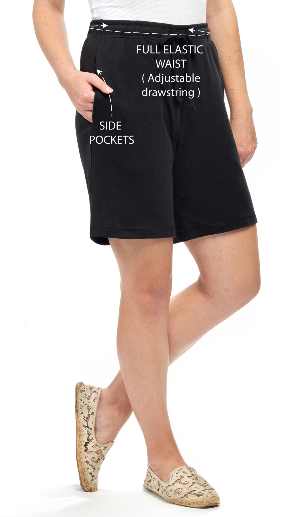 Women's Interlock Knit cotton Shorts with Elastic Waist and Adjustable Drawstring TURTLE BAY APPAREL