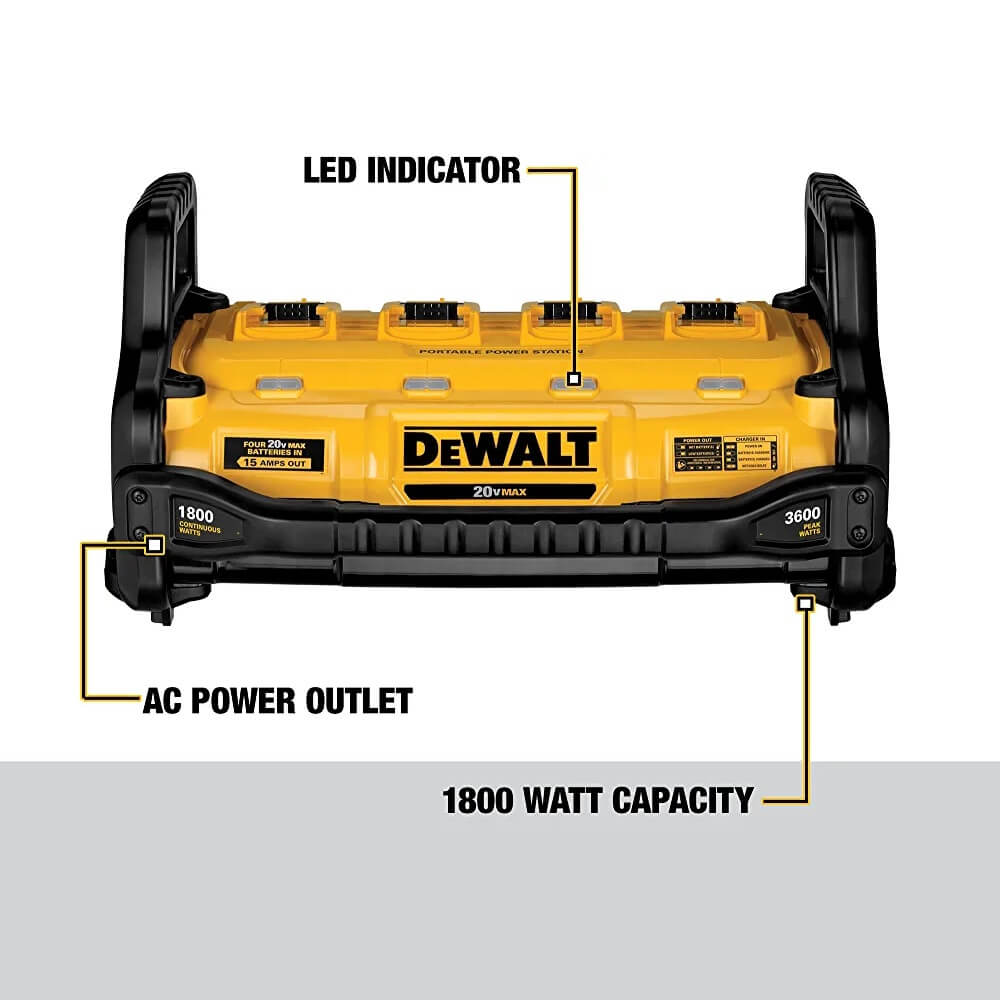 DEWALT DCB1800B 1800 Watt Portable Power Station and Simultaneous Battery Charger VM Hardware