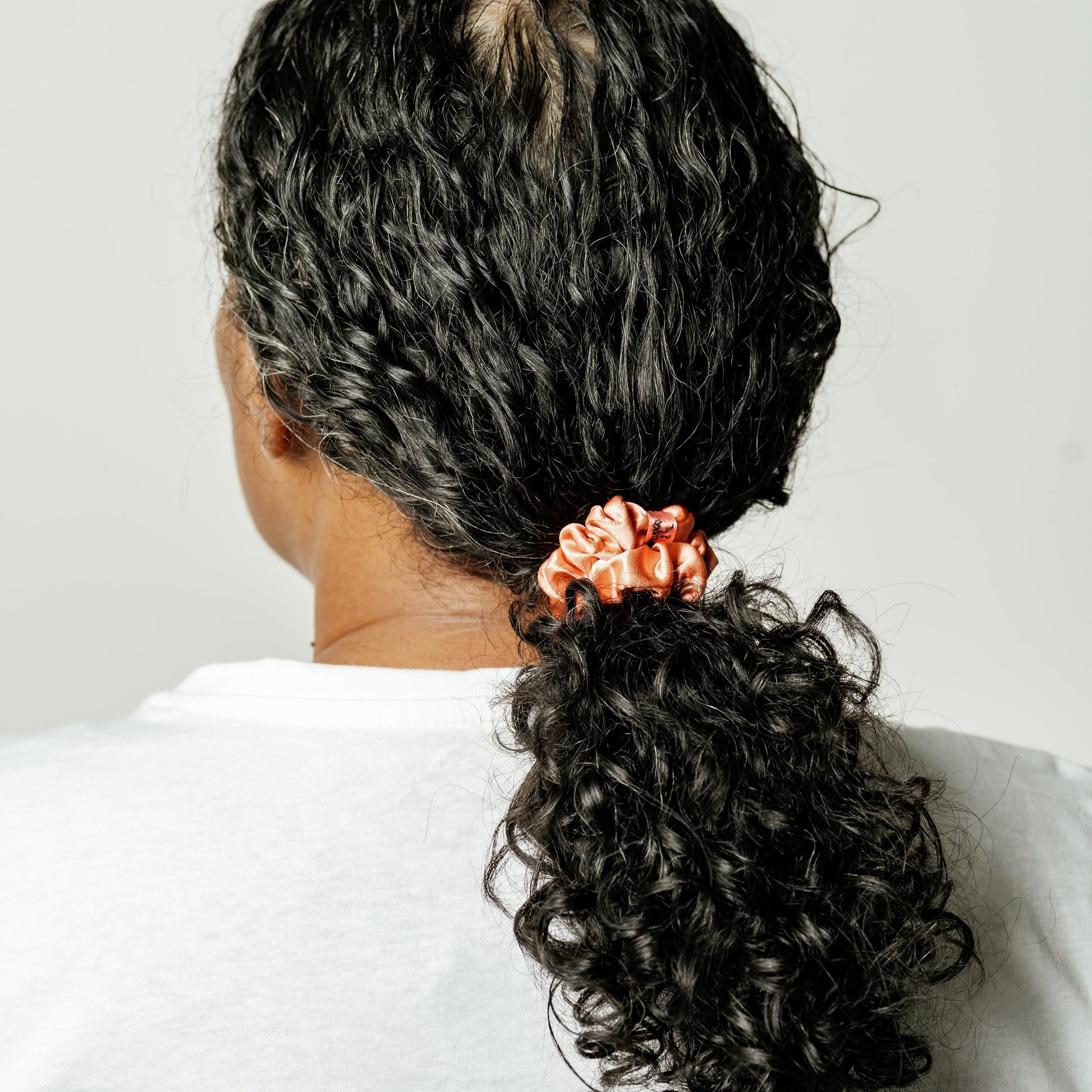 Organic Silk Small Scrunchie Peachy Coral LINA LENNOX