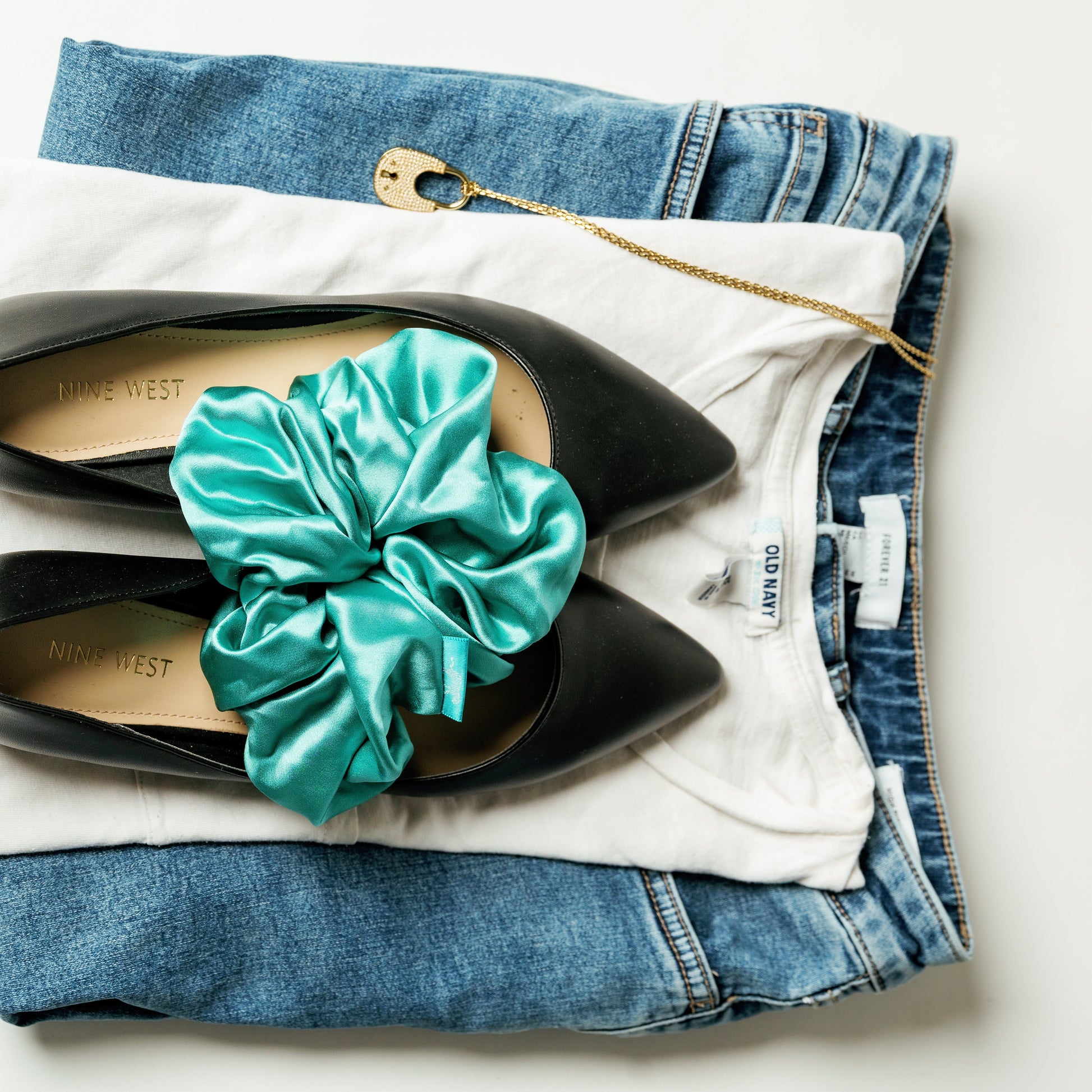 Organic Silk Oversized Scrunchie Jade Green LINA LENNOX