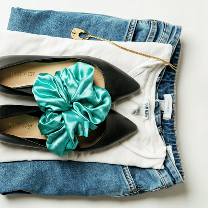 Organic Silk Oversized Scrunchie Jade Green LINA LENNOX