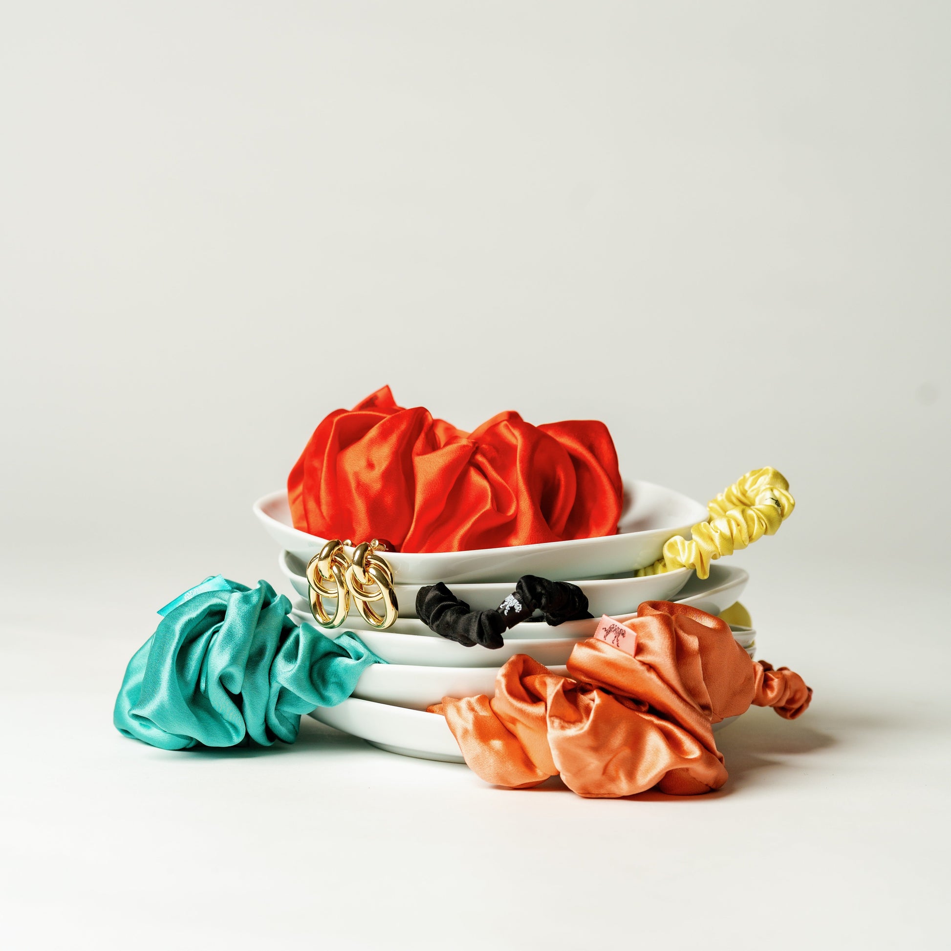 Organic Silk Oversized Scrunchie Tomato Red LINA LENNOX