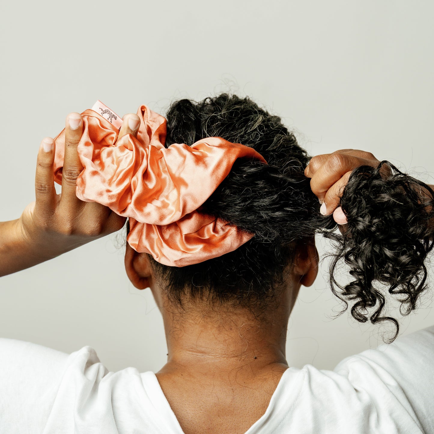 Organic Silk Oversized Scrunchie Peachy Coral LINA LENNOX