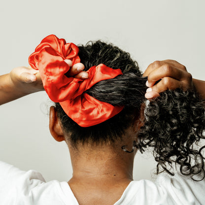 Organic Silk Oversized Scrunchie Tomato Red LINA LENNOX