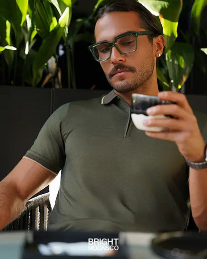 The Mercerized Cotton Polo (Olive) Bright Moons