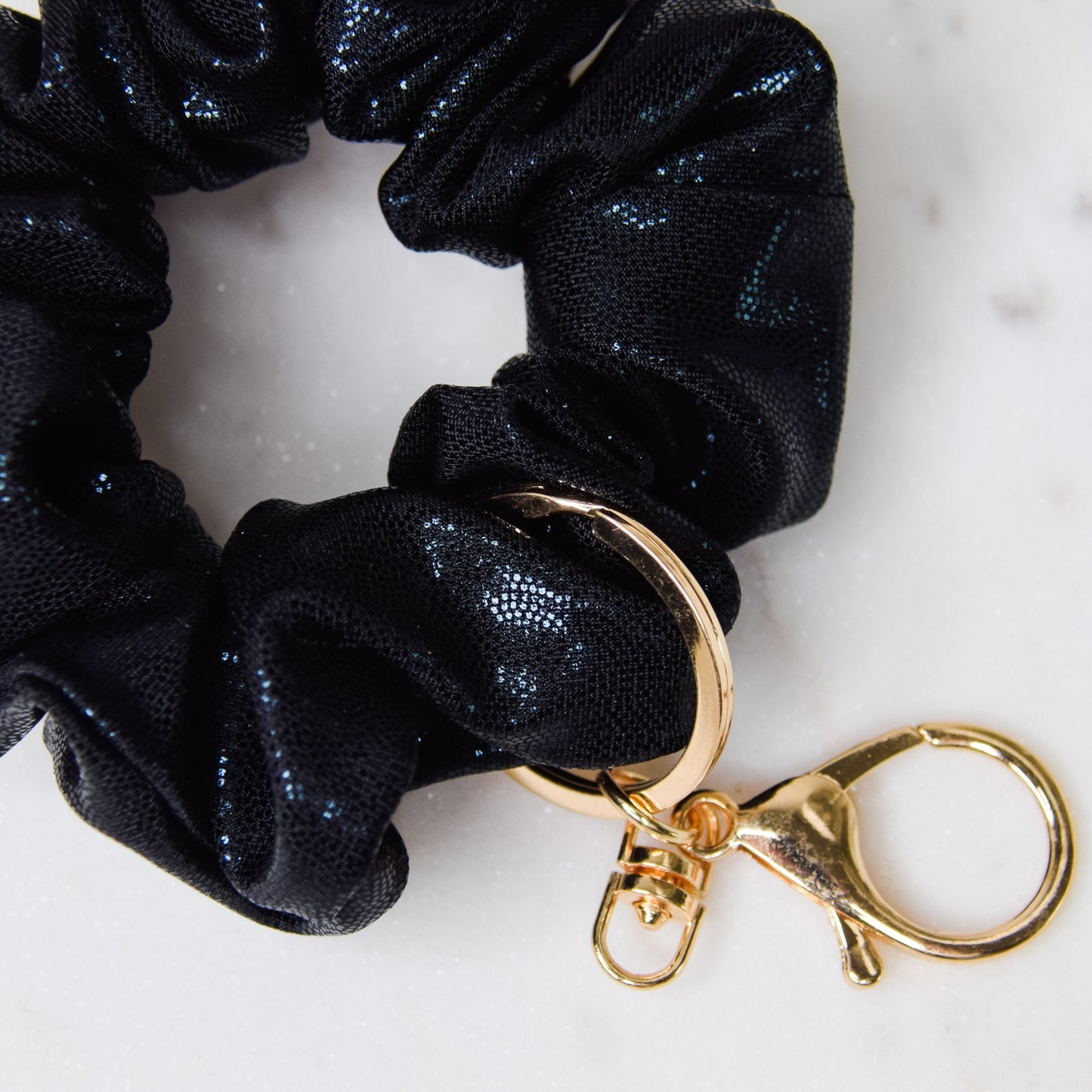Black Shimmer Scrunchie Key Chain Emily Anne Designs LLC