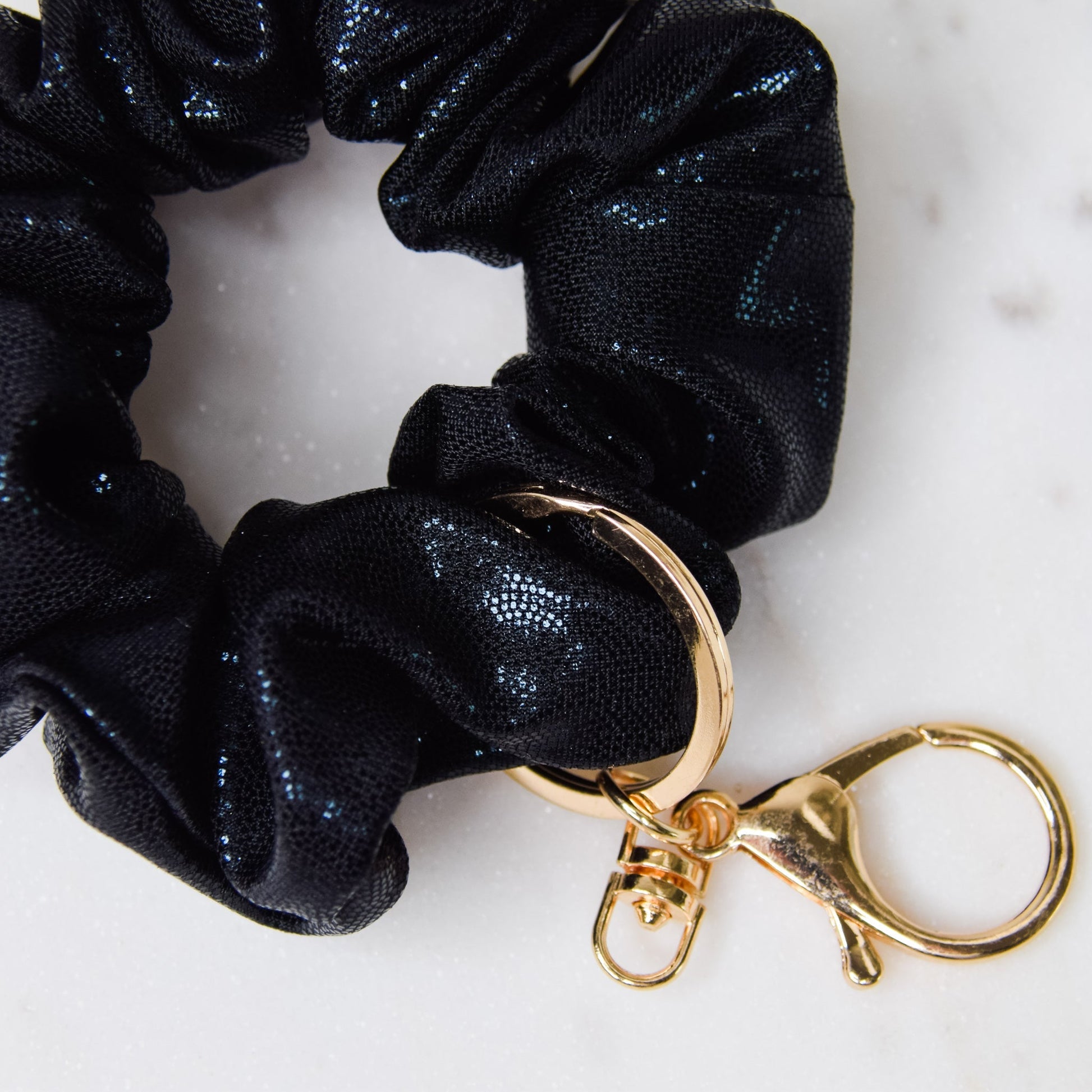 Black Shimmer Scrunchie Key Chain Emily Anne Designs LLC