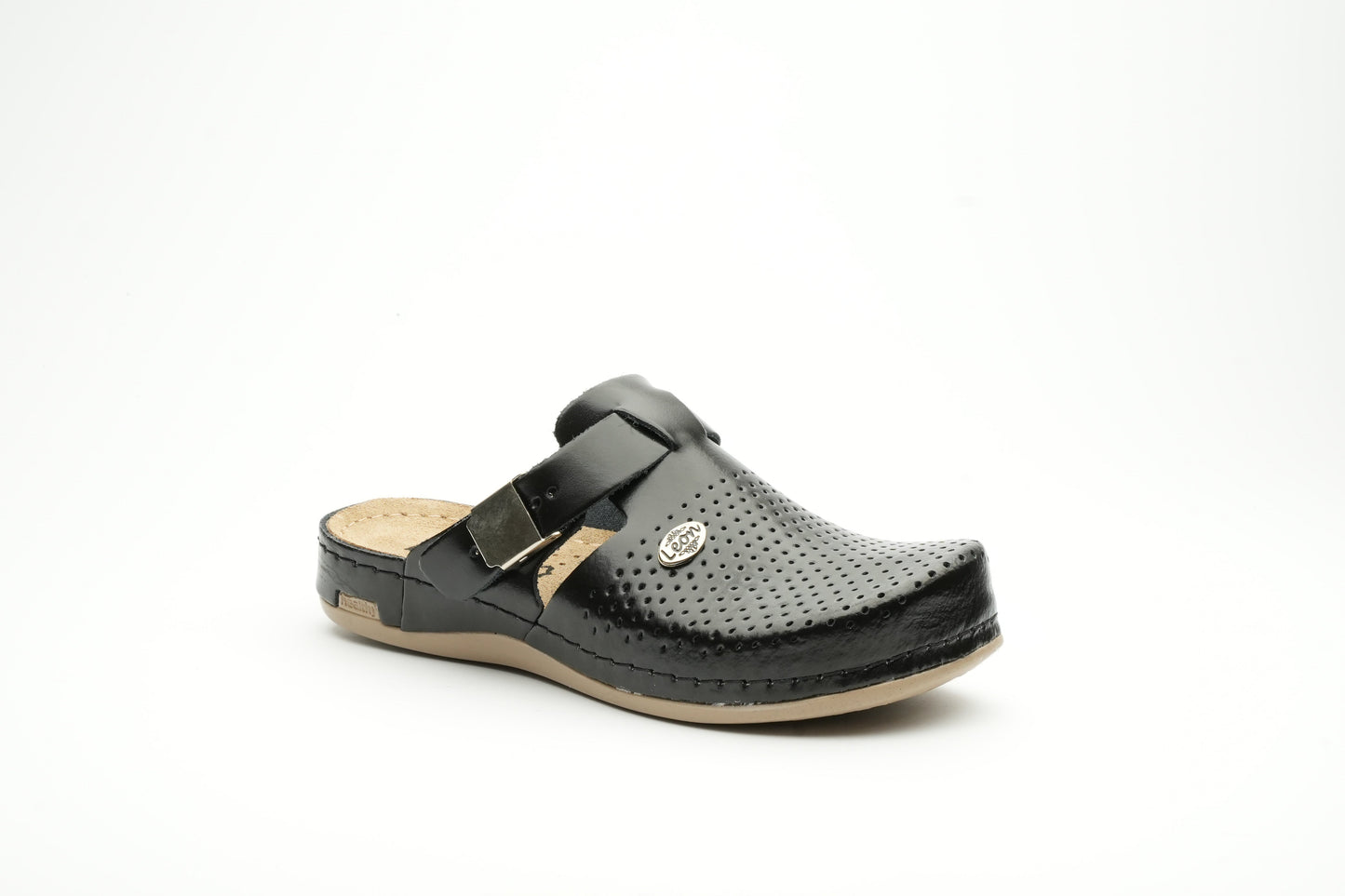 Leona by LEON- Women’s Leather Clog- Orthopedic with Adjustable Buckle and Perforated Leather for Breathability LEON Footwear USA