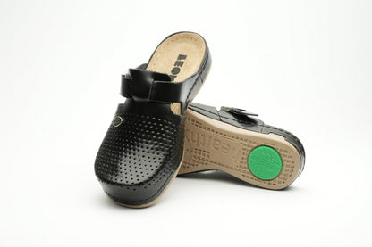 Leona by LEON- Women’s Leather Clog- Orthopedic with Adjustable Buckle and Perforated Leather for Breathability LEON Footwear USA