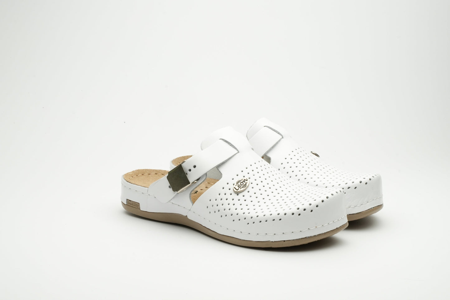 Leona by LEON- Women’s Leather Clog- Orthopedic with Adjustable Buckle and Perforated Leather for Breathability LEON Footwear USA