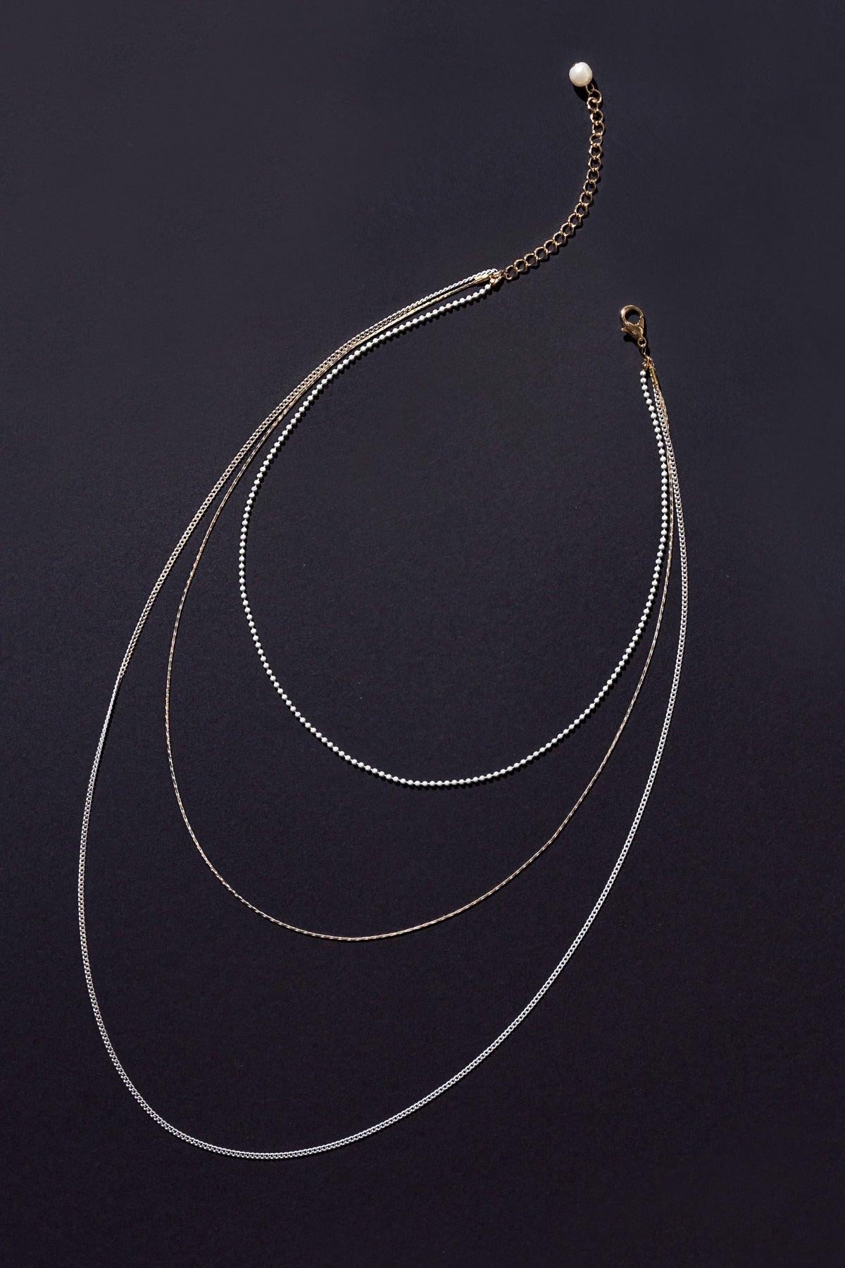 3 CHAIN LAYERD CHARM NECKLACE Flying Tomato