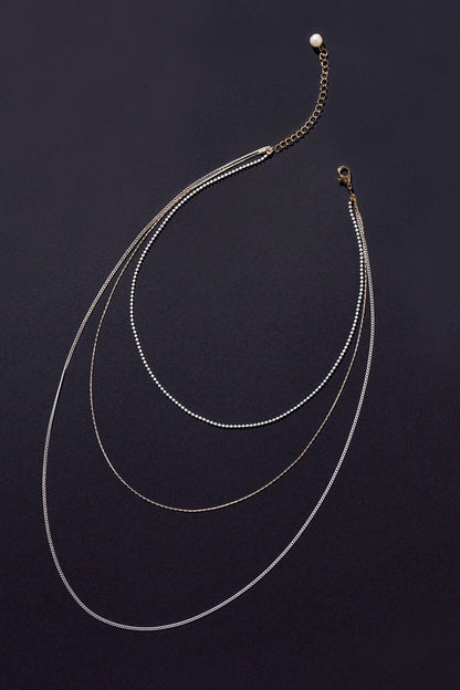 3 CHAIN LAYERD CHARM NECKLACE Flying Tomato