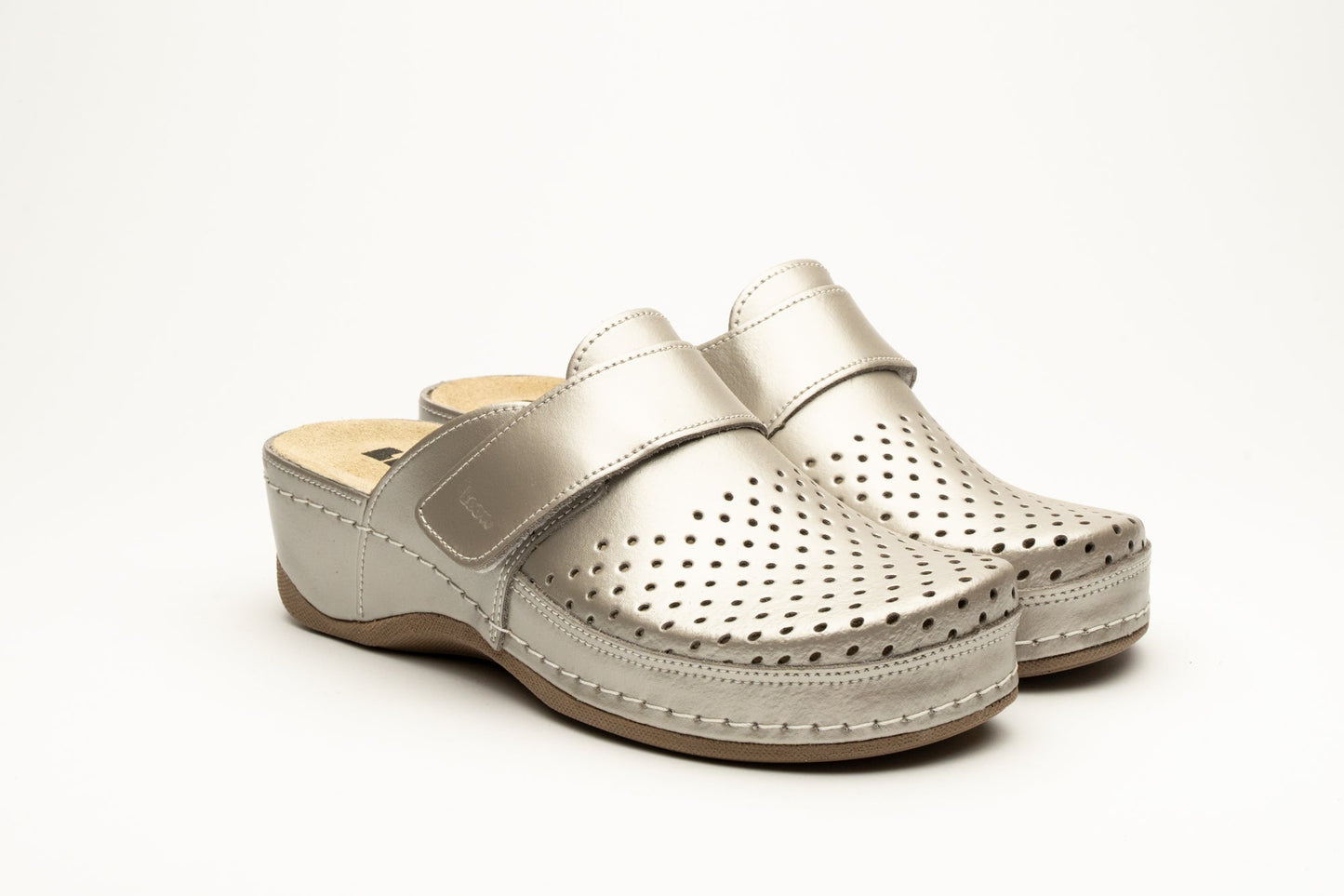 Aurora IV by LEON- Women’s Leather Clog- Perforation and Adjustable Velcro Strap LEON Footwear USA